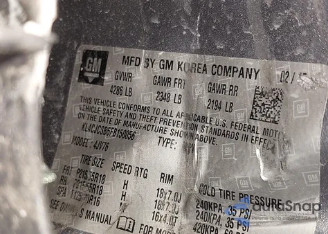 2015 Buick Encore Leather из США, поврежденный, VIN KL4CJCSB5FB150056